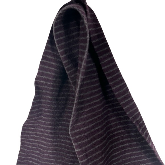 Gap 100% Merino Wool Casual Stripe Unisex Scarf, Eggplant/Grey Stripe, OS - Picture 2 of 12